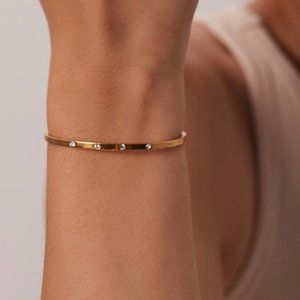 18K Gold Plated Opening Cubic Zirconia Bangle